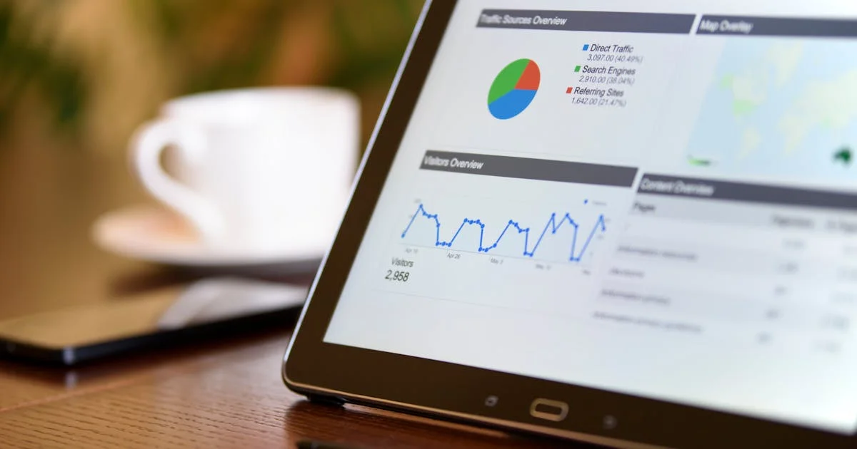 Digital marketing analytics displayed on a tablet